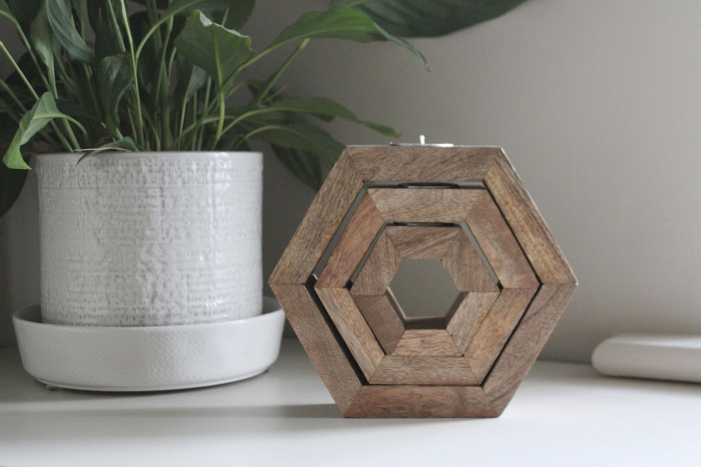 Set of Three Hexagon Tealight Holders 20cm