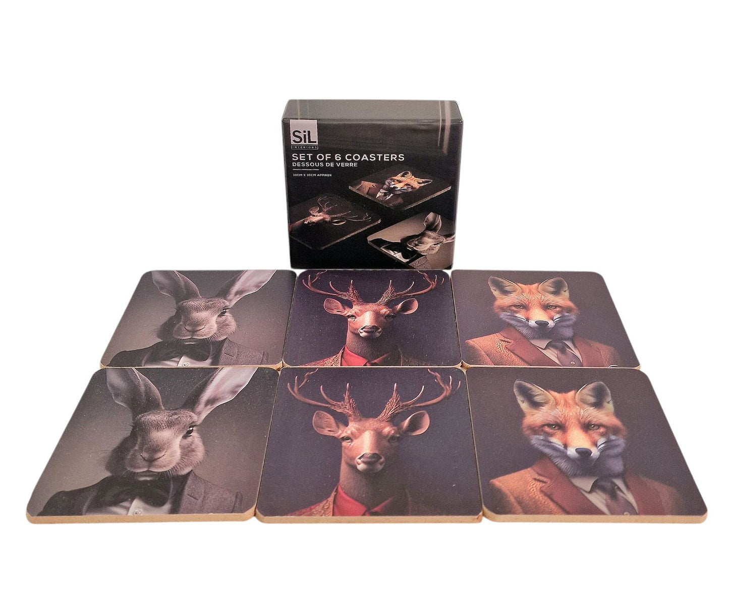 Forest Animal Head Coaster Set Of 6